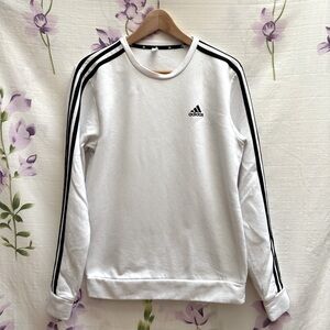 Adidas White and Black Logo Crew Neck Sweatshirt
